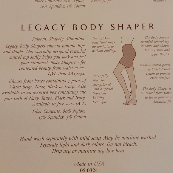 Legacy Legwear Legacy Shapewear Body Shaper Longline Brief Sz B Nude New - Picture 10 of 10